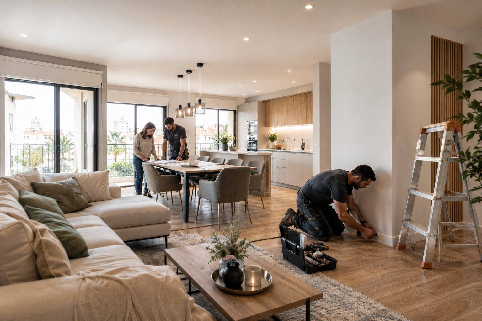 Equipo de Fontanería Figueroa Dippe durante una reforma de vivienda en Granada